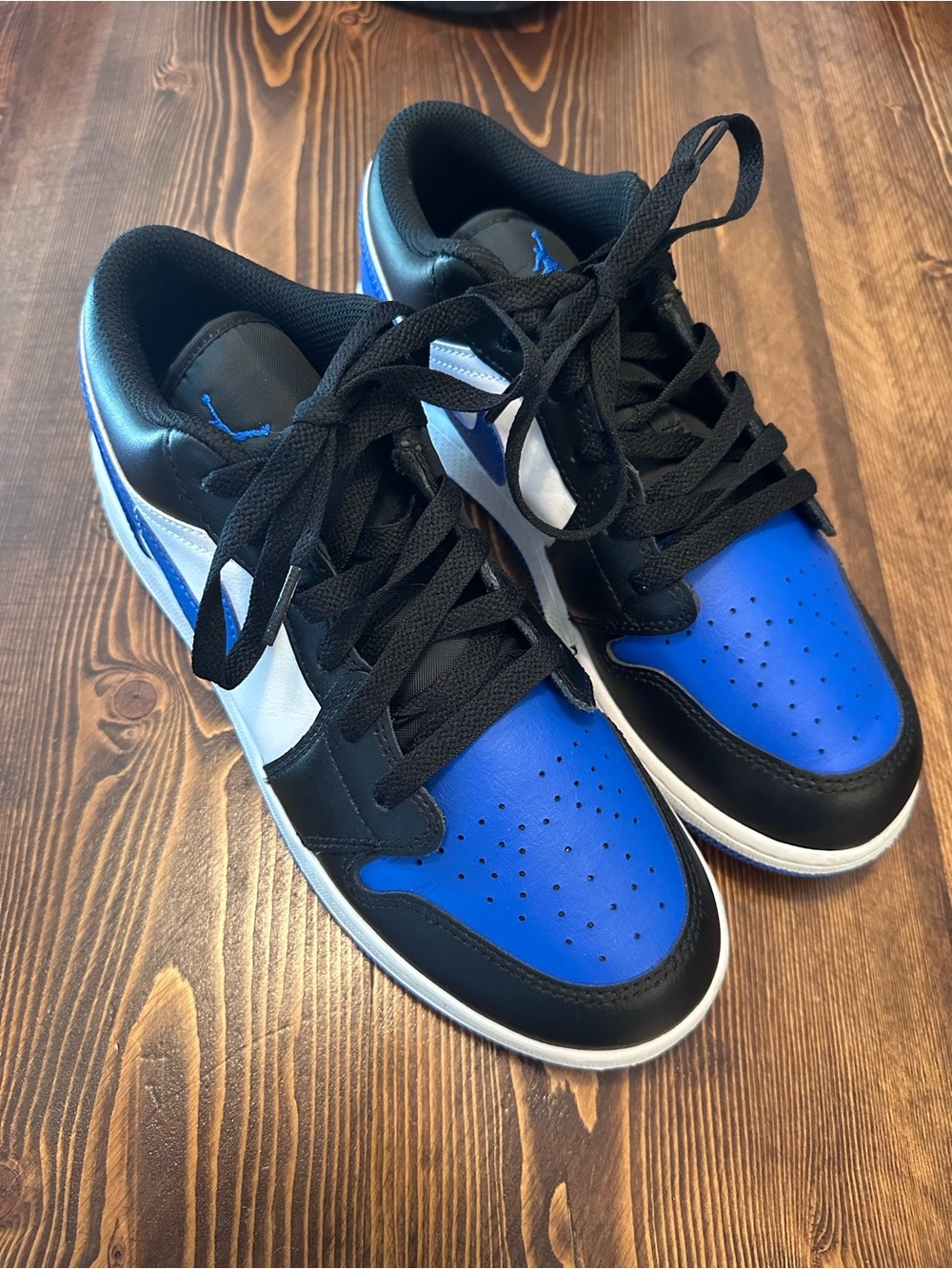 Jordan Kids Black and Blue Low-Top Sneakers